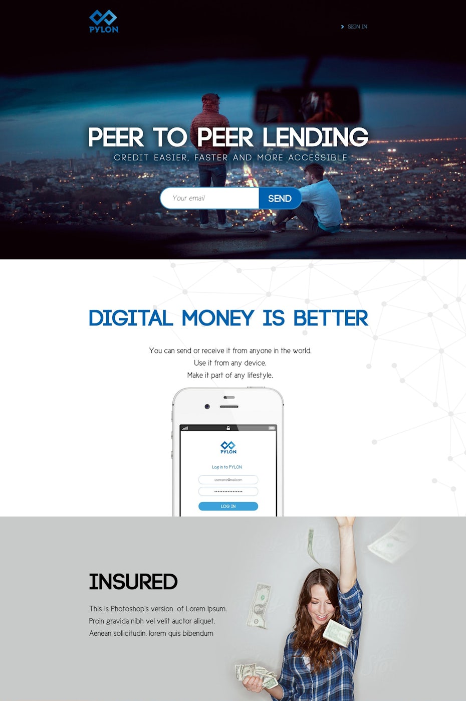 Peer to peer landing page