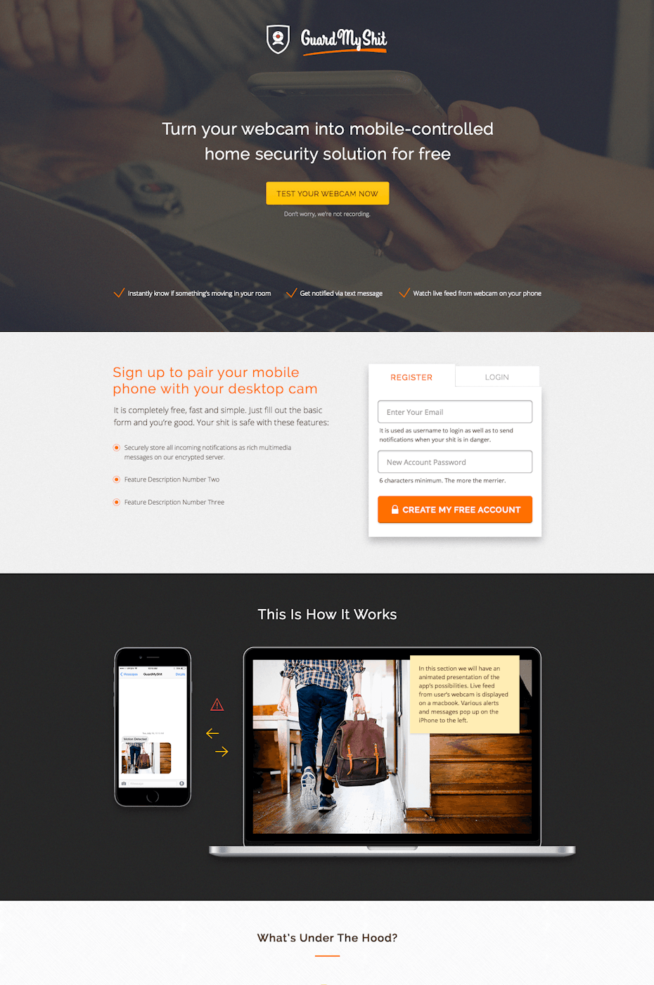 Security landing page