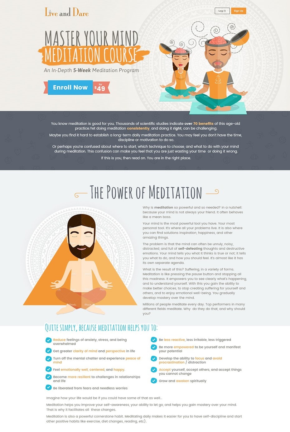 Meditation landing page