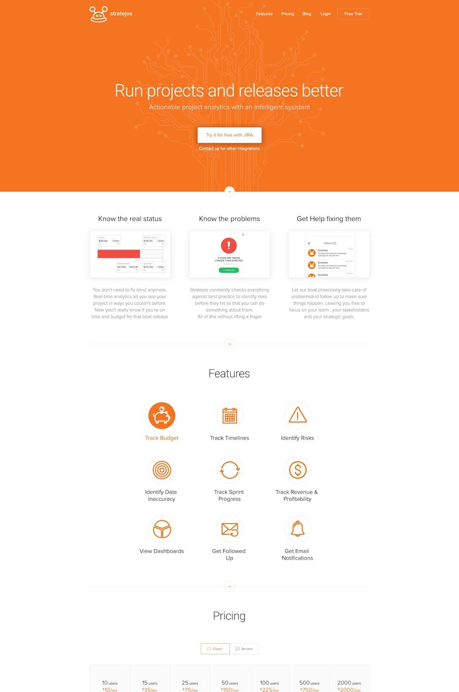 Analytics landing page