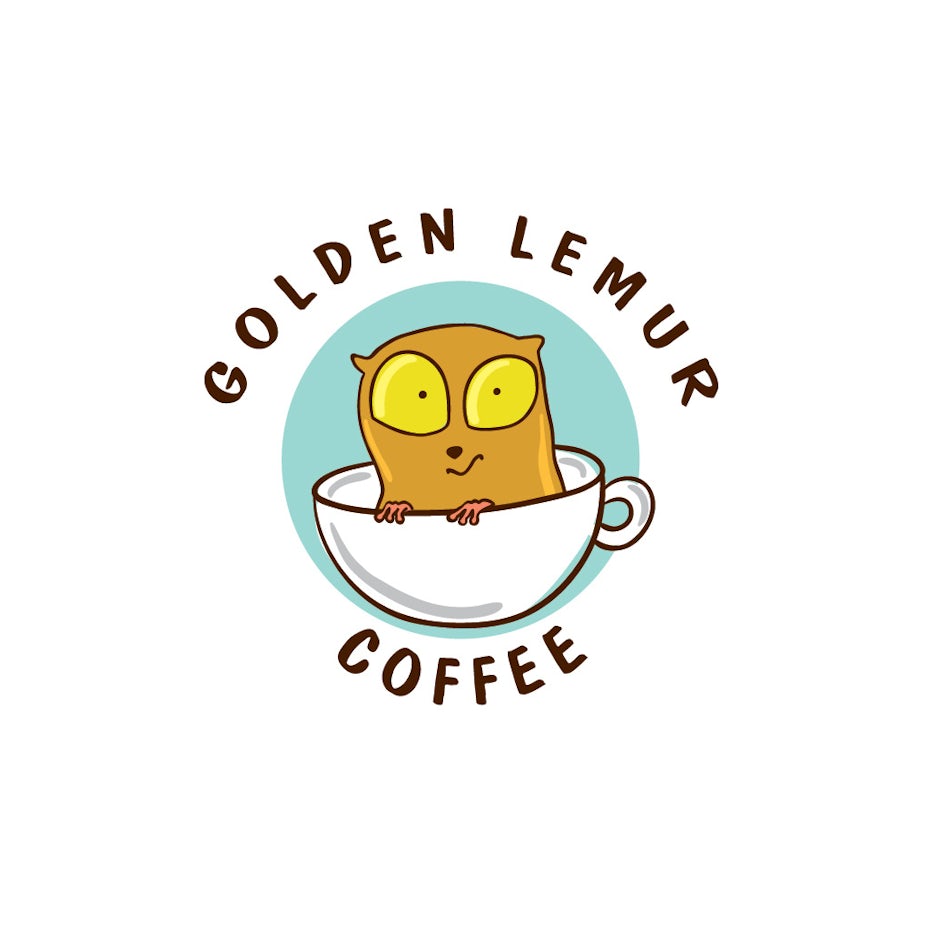 Golden lemur coffee logo design
