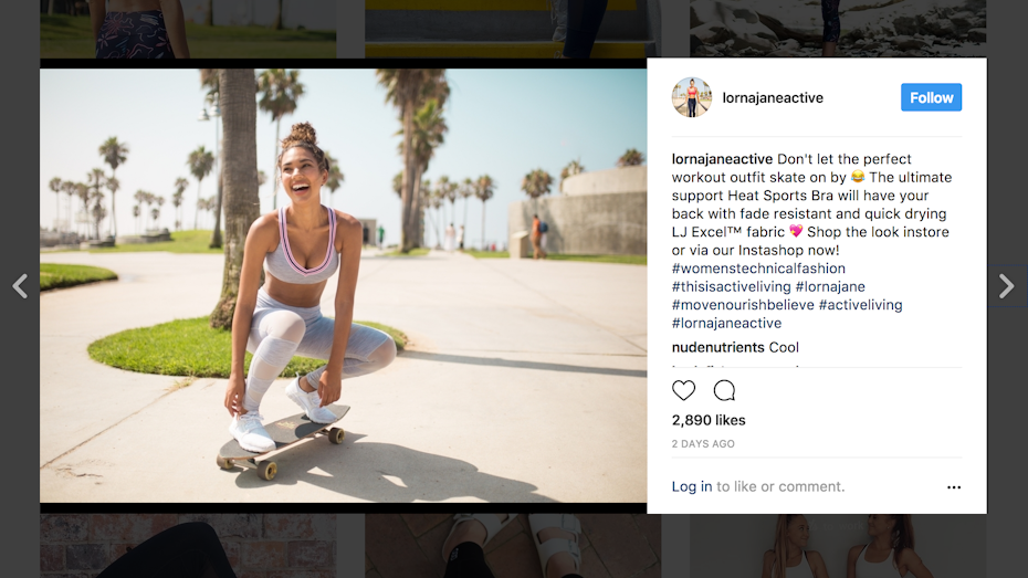 Lorna Jane Instagram profile