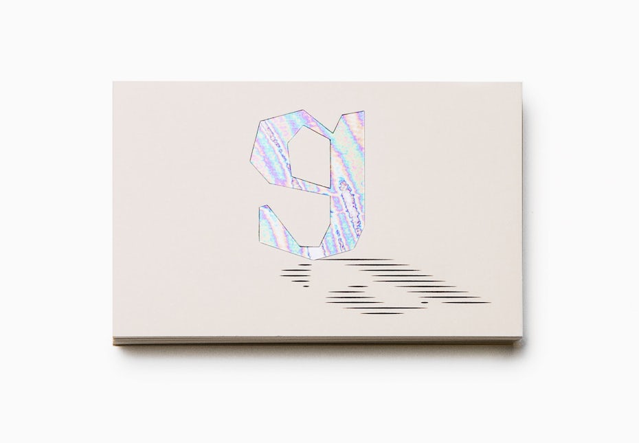 Logo where “g” masks a variable abstract pattern