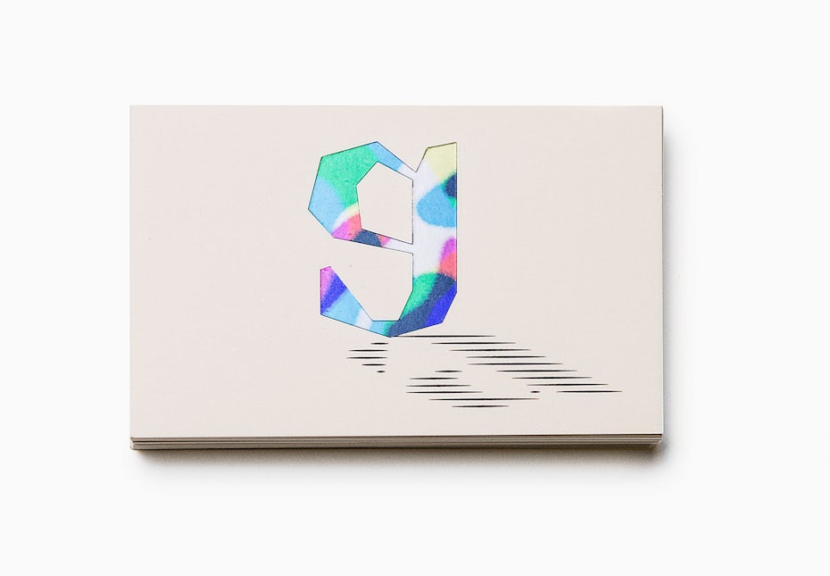 Logo where “g” masks a variable abstract pattern