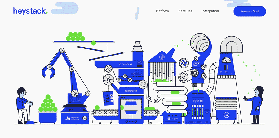 The animated header for Heystack's home page