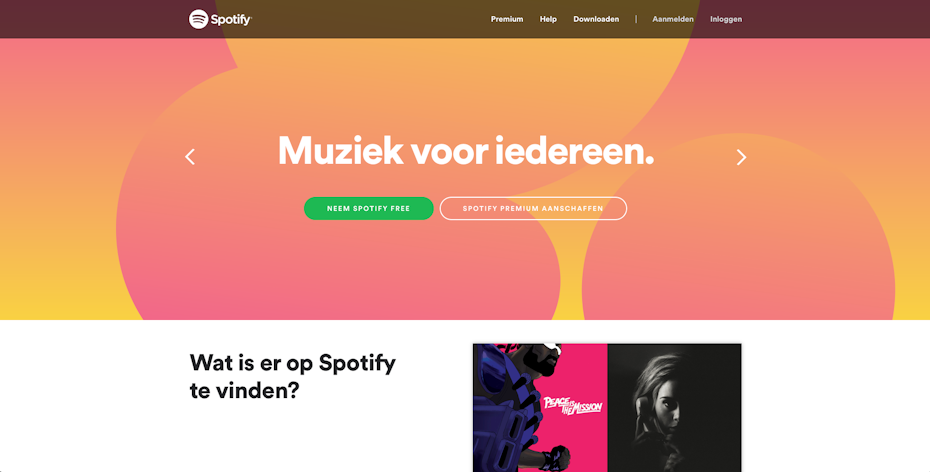 An image of Spotify's web page