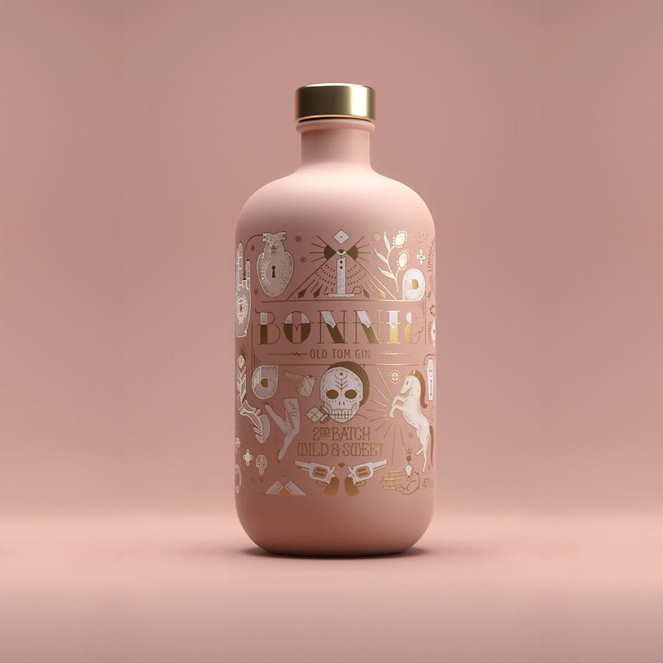 Bottle label design for Bonnie & Clyde limited edition gin