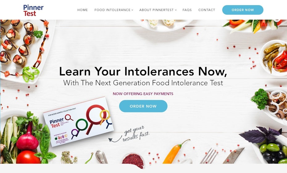 Pinnertest website design