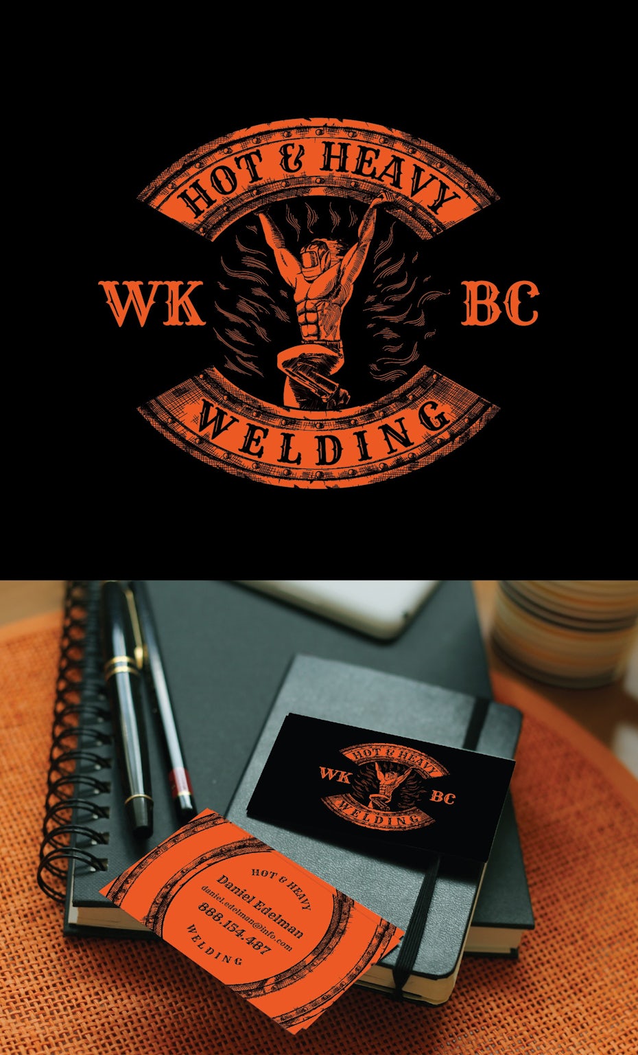Logo and business card design for a portable welding company