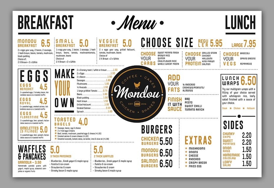 A typographic menu design
