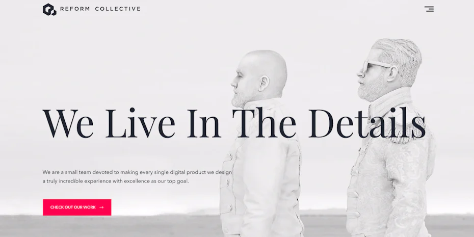 10 уеб дизайн тенденции през 2019г. 5 Reform Collective web design
