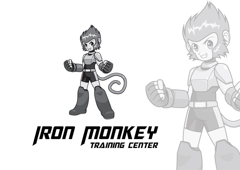 Monkey robot figure with the text “Iron Monkey training center”