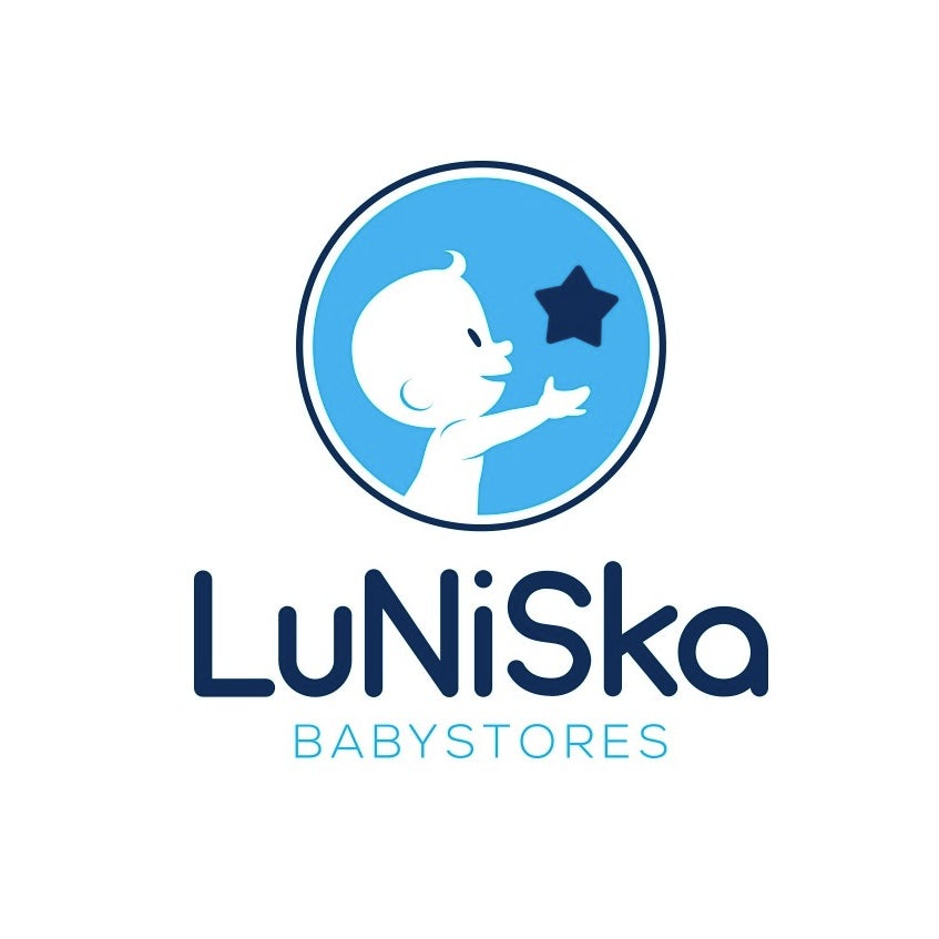 Round blue logo of a baby reaching for a star