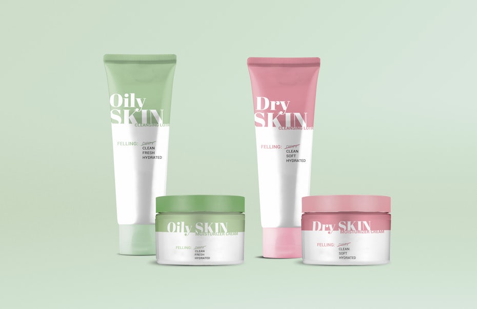 Pastel skincare packaging