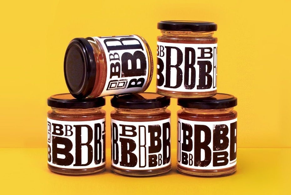 Black & white typographic label design