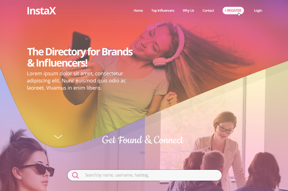 InstaX home page